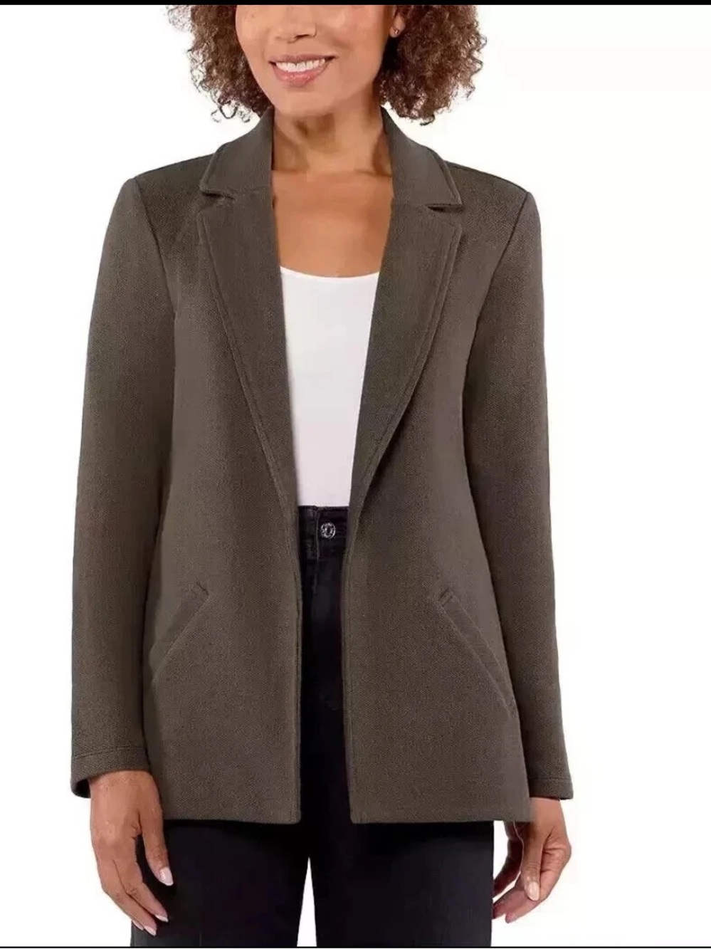 Matty M Womens Knit Boyfriend Blazer Pebble 3x
